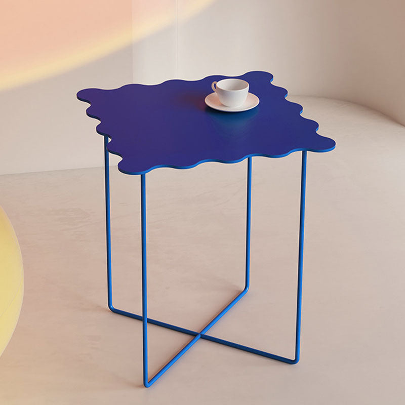 19.68" Tall Cross Legs End Table Metallic Blue Accent Side Table