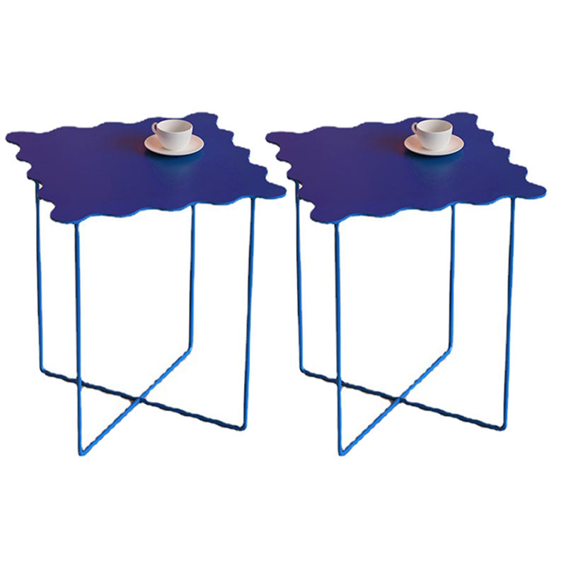 19.68" Tall Cross Legs End Table Metallic Blue Accent Side Table