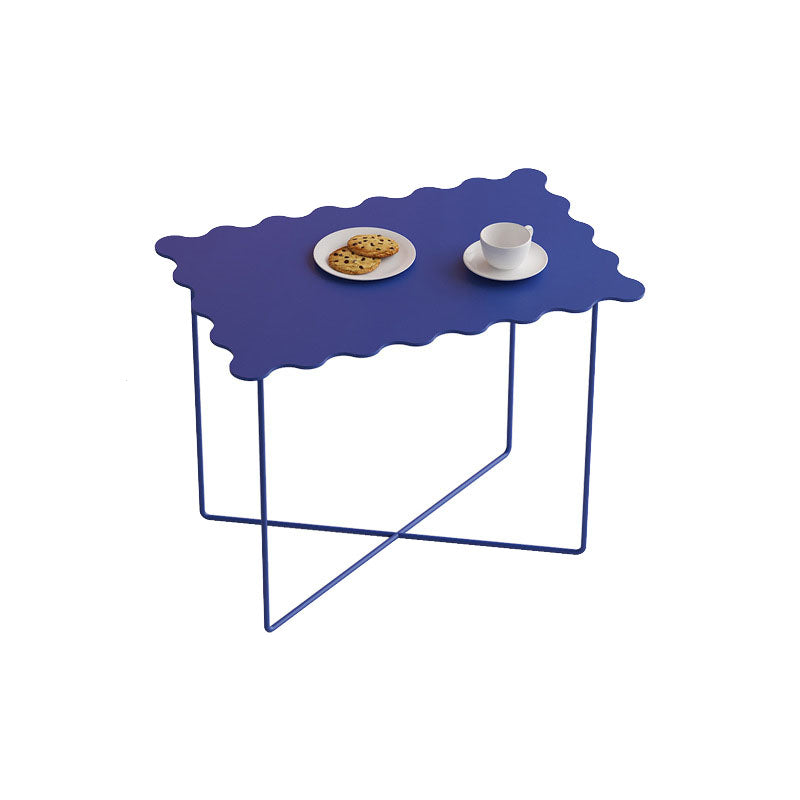 19.68" Tall Cross Legs End Table Metallic Blue Accent Side Table