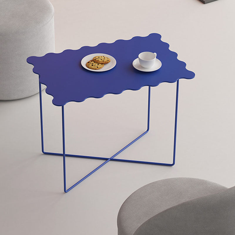 19.68" Tall Cross Legs End Table Metallic Blue Accent Side Table