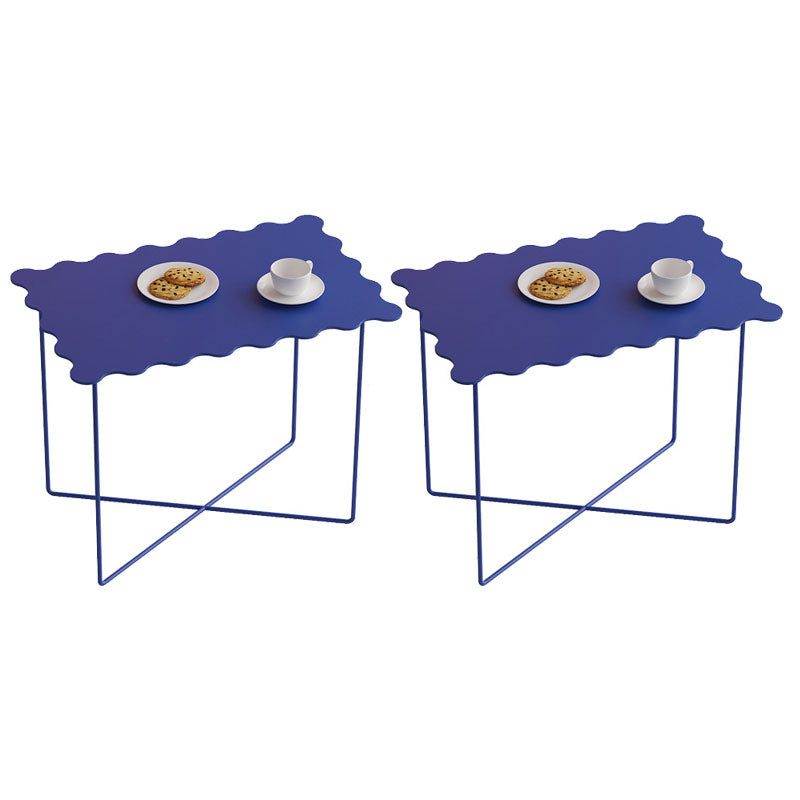 19.68" Tall Cross Legs End Table Metallic Blue Accent Side Table