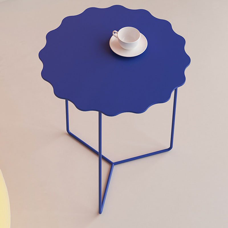 19.68" Tall Cross Legs End Table Metallic Blue Accent Side Table