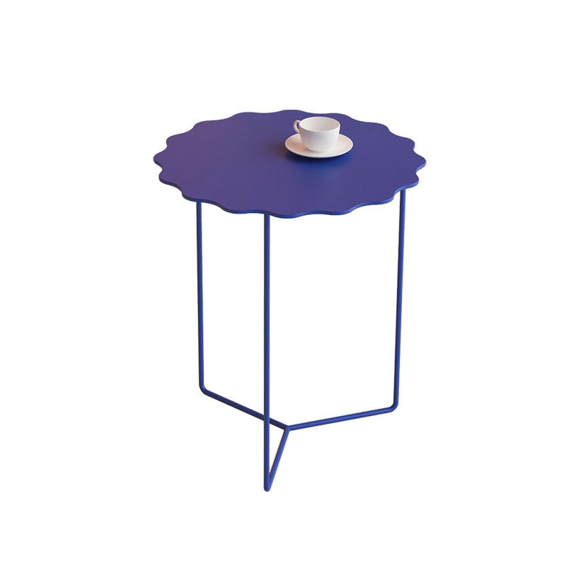 19.68" Tall Cross Legs End Table Metallic Blue Accent Side Table
