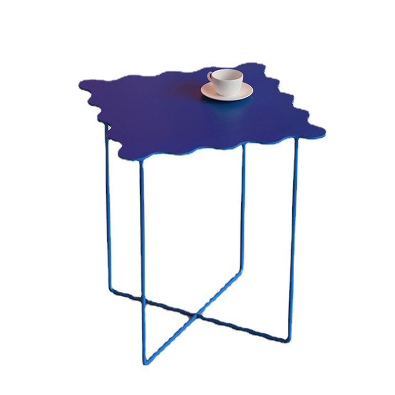 19.68" Tall Cross Legs End Table Metallic Blue Accent Side Table