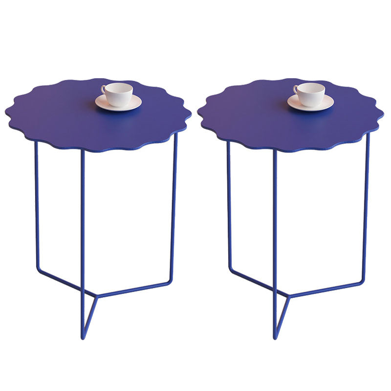 19.68" Tall Cross Legs End Table Metallic Blue Accent Side Table
