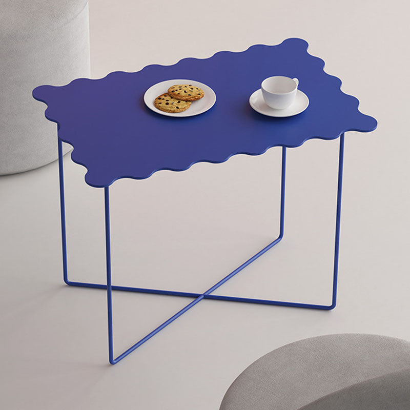 19.68" Tall Cross Legs End Table Metallic Blue Accent Side Table