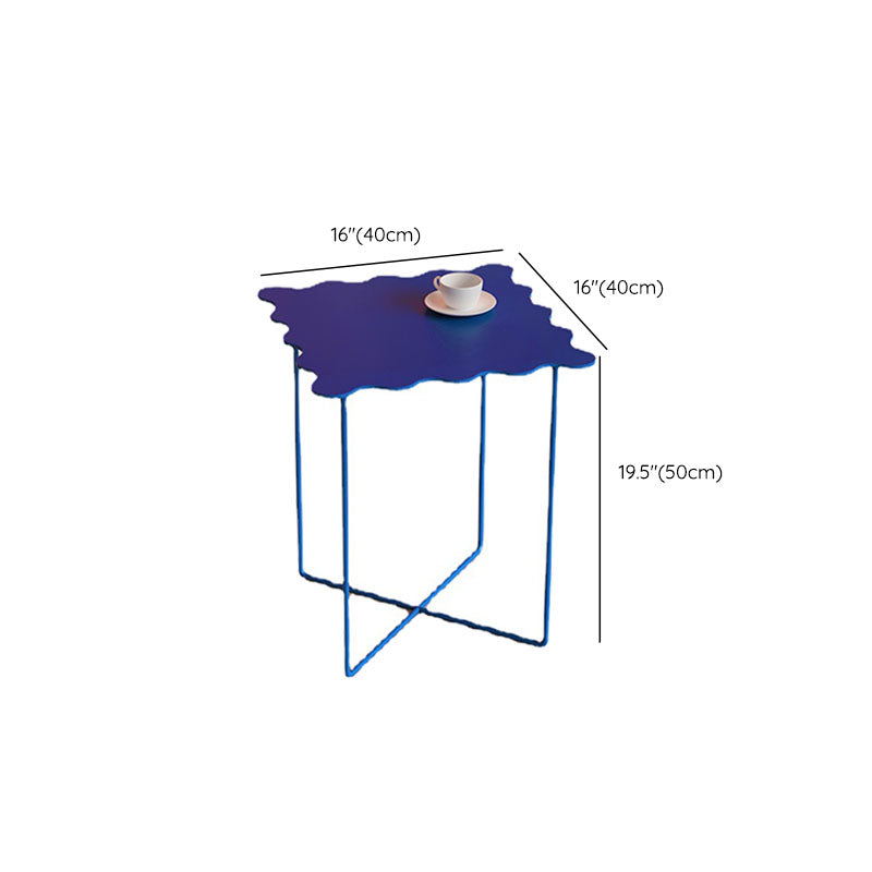 19.68" Tall Cross Legs End Table Metallic Blue Accent Side Table