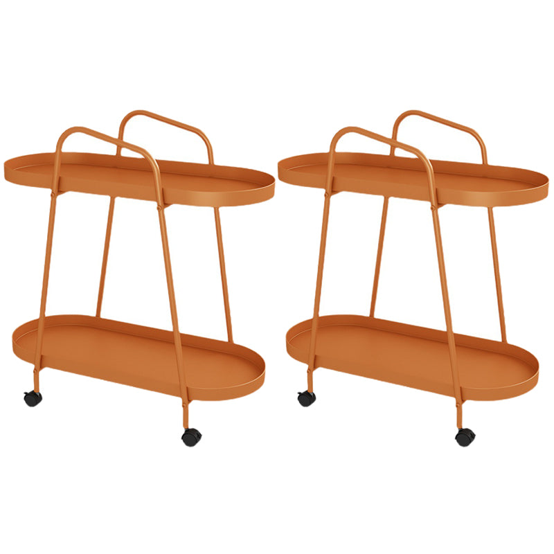 Oval 2-Tier End Table with Casters Mid-Century Modern Metal Side Table