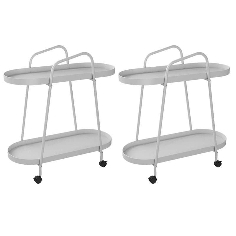 Oval 2-Tier End Table with Casters Mid-Century Modern Metal Side Table