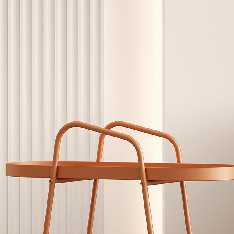 Oval 2-Tier End Table with Casters Mid-Century Modern Metal Side Table