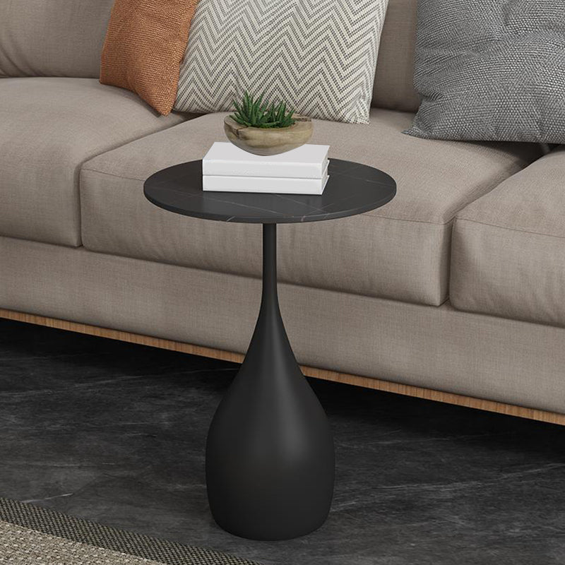 Contemporary End Table Metal Pedestal Round Living Room Side Table