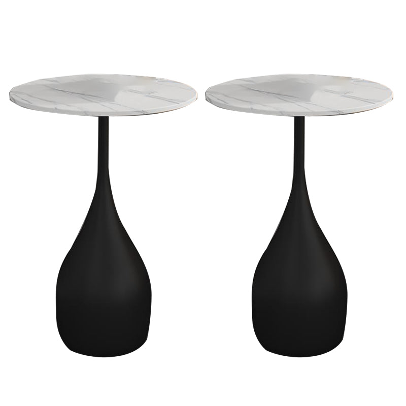 Contemporary End Table Metal Pedestal Round Living Room Side Table