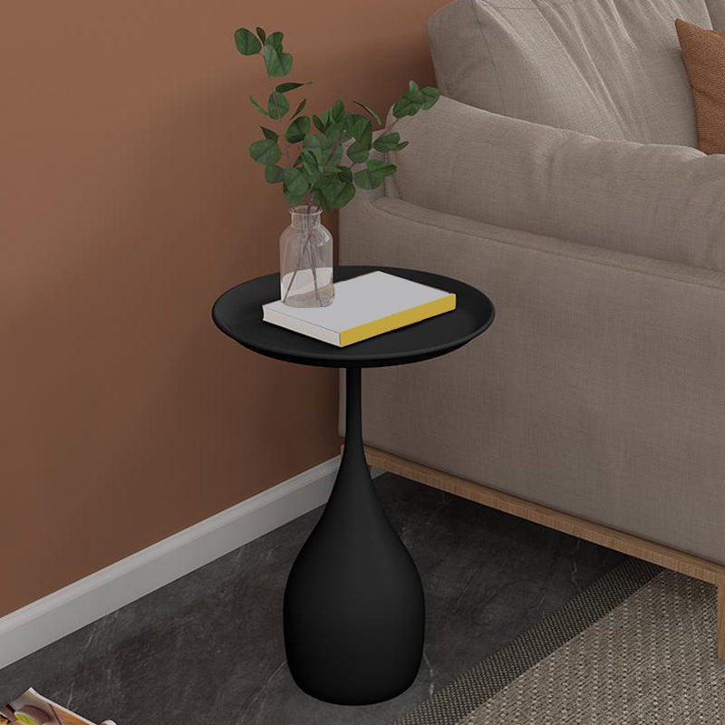 Contemporary End Table Metal Pedestal Round Living Room Side Table
