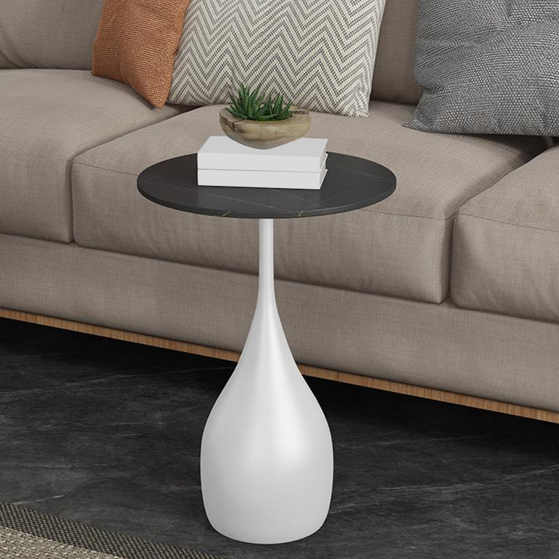Contemporary End Table Metal Pedestal Round Living Room Side Table