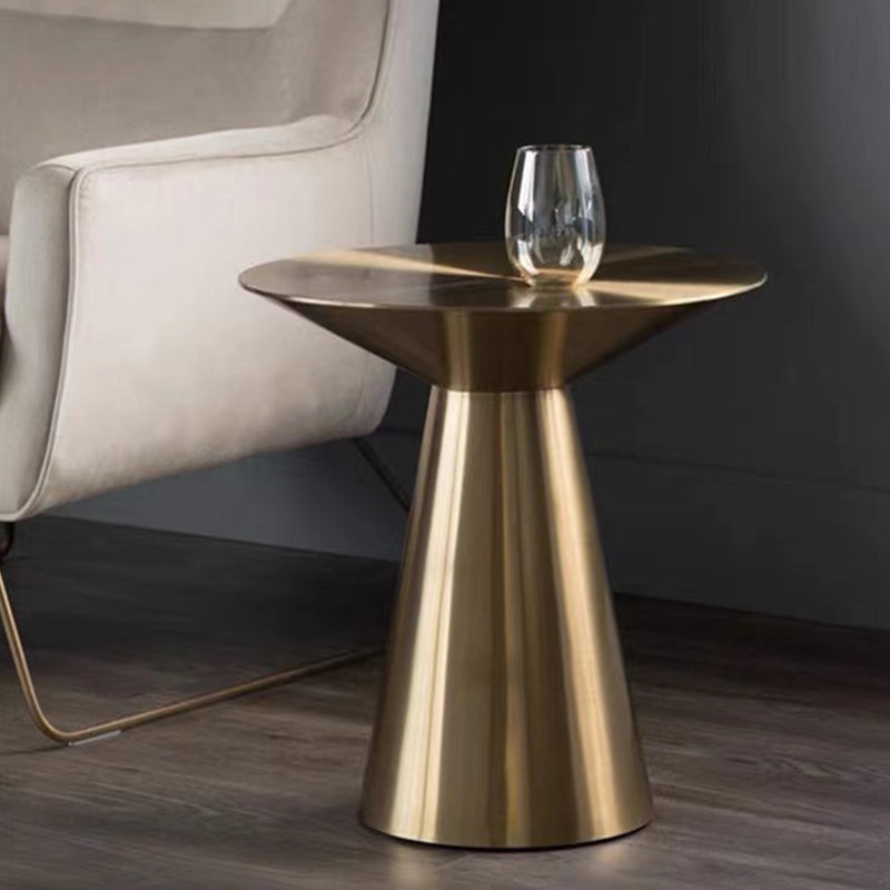 Mid-Century Side Table Metal Round Pedestal Living Room End Table