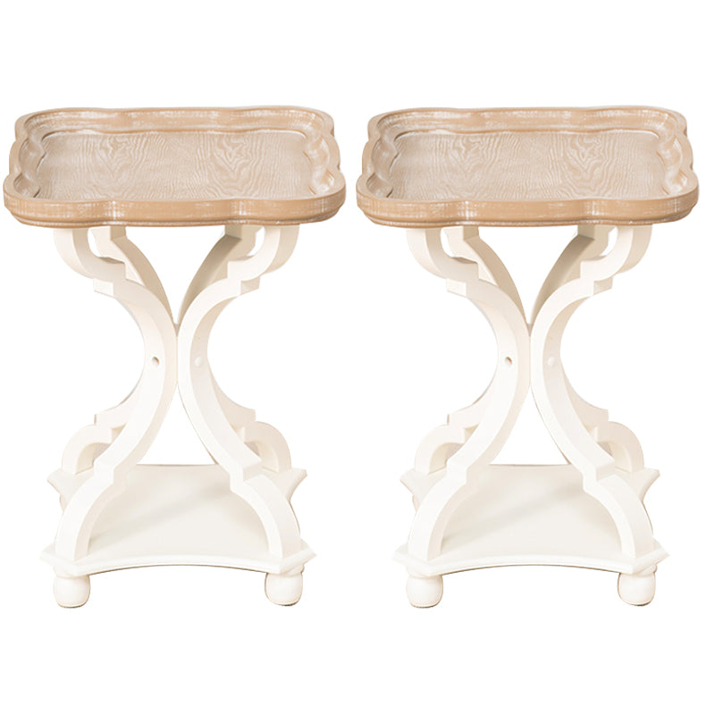 Rustic Solid Wood 4 Legs Round/Geometric Distressed Living Room End Table