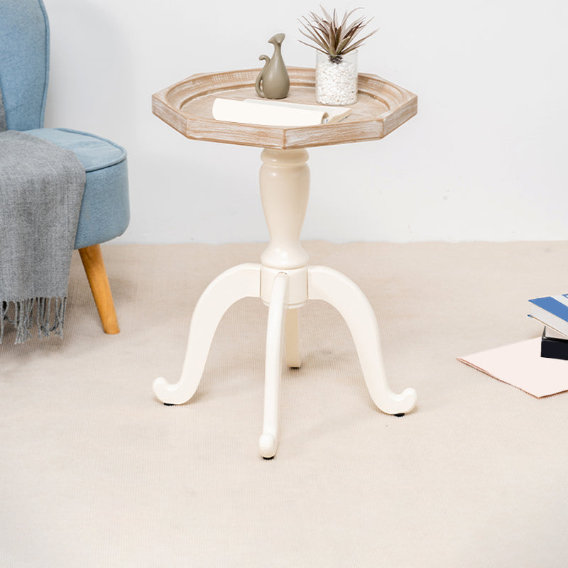Rustic Solid Wood 4 Legs Round/Geometric Distressed Living Room End Table