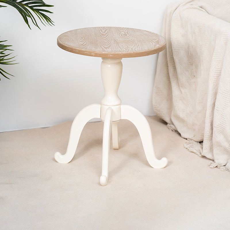Rustic Solid Wood 4 Legs Round/Geometric Distressed Living Room End Table