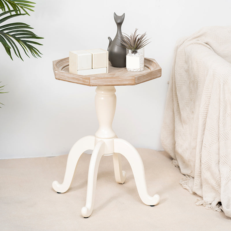 Rustic Solid Wood 4 Legs Round/Geometric Distressed Living Room End Table