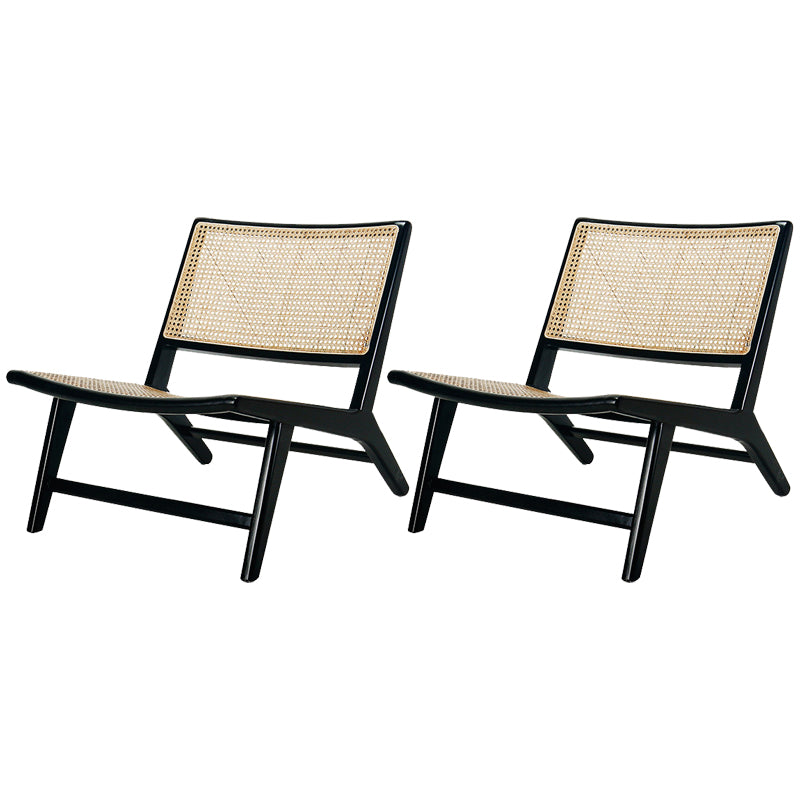 Leather Woven Back Chair Basic Four Leg Lounge Chair for Living Room