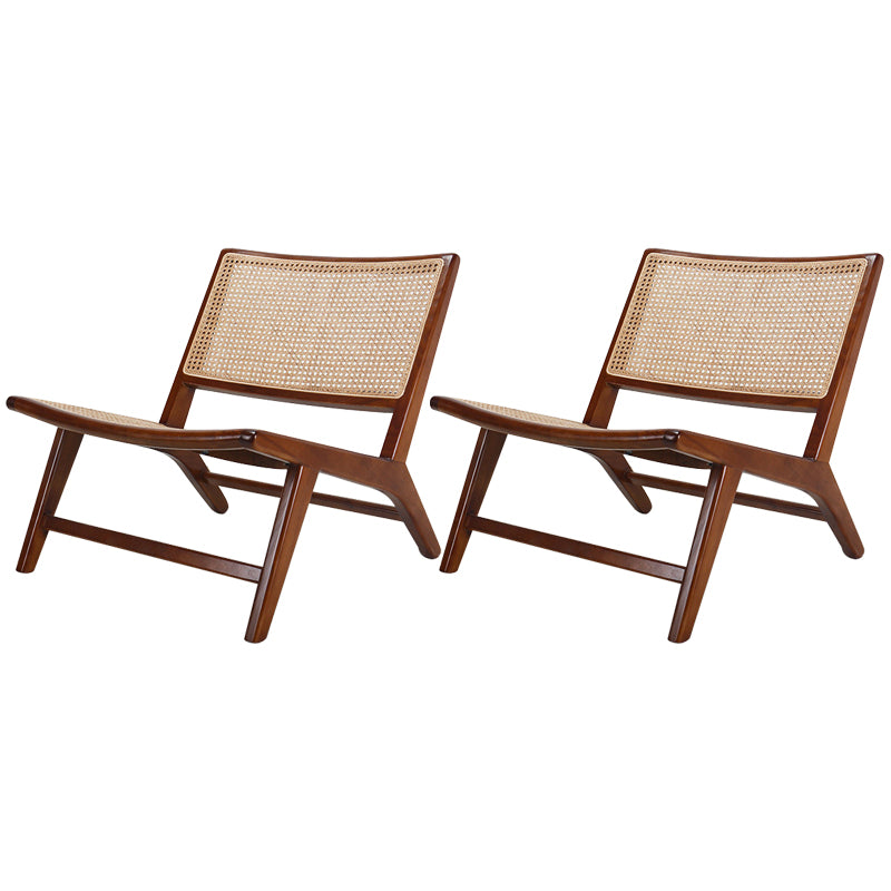 Leather Woven Back Chair Basic Four Leg Lounge Chair for Living Room