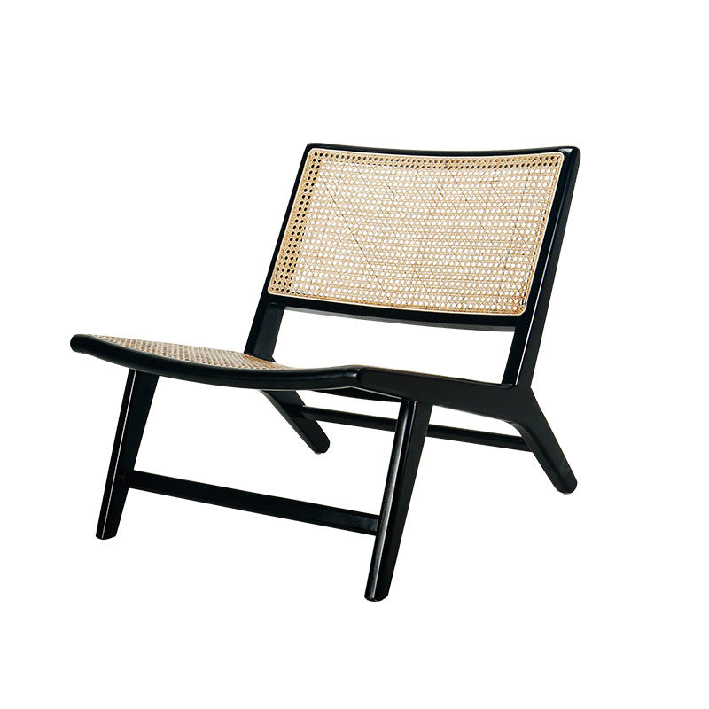 Leather Woven Back Chair Basic Four Leg Lounge Chair for Living Room