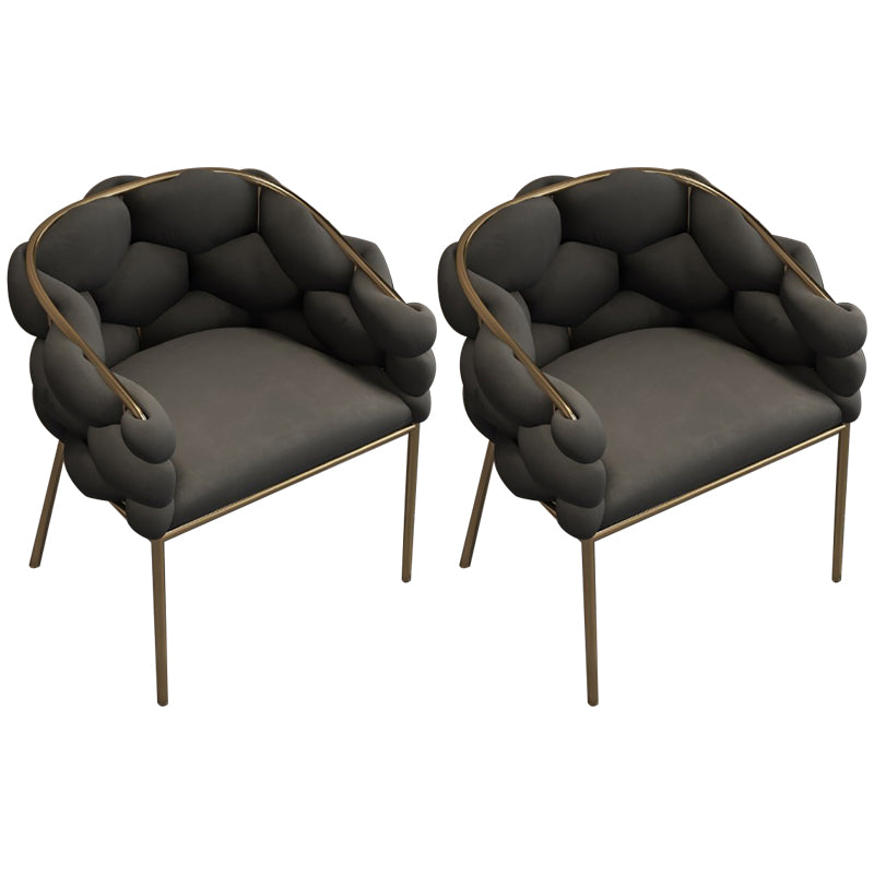 Sloped Arms Vanity Armchair Basic Four Leg Chair with Cushion