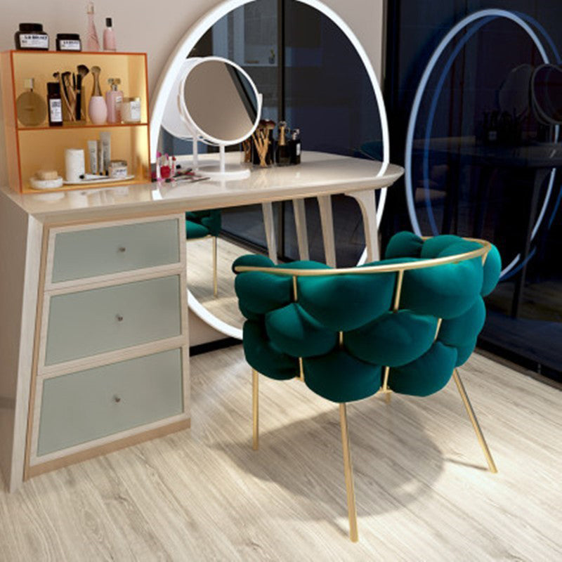 Sloped Arms Vanity Armchair Basic Four Leg Chair with Cushion