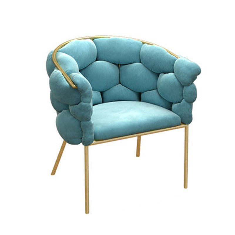 Sloped Arms Vanity Armchair Basic Four Leg Chair with Cushion