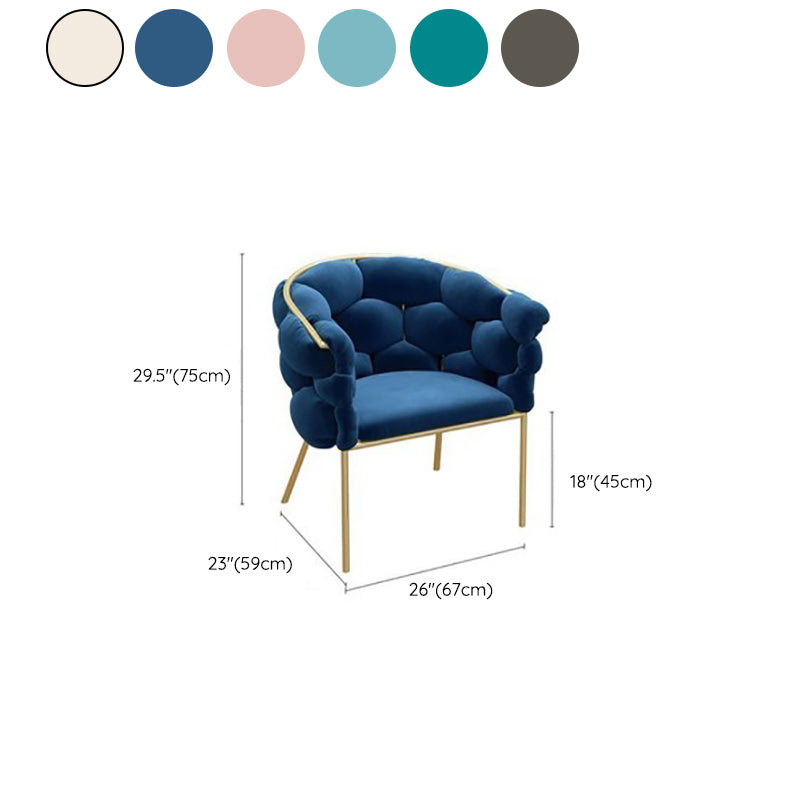 Sloped Arms Vanity Armchair Basic Four Leg Chair with Cushion