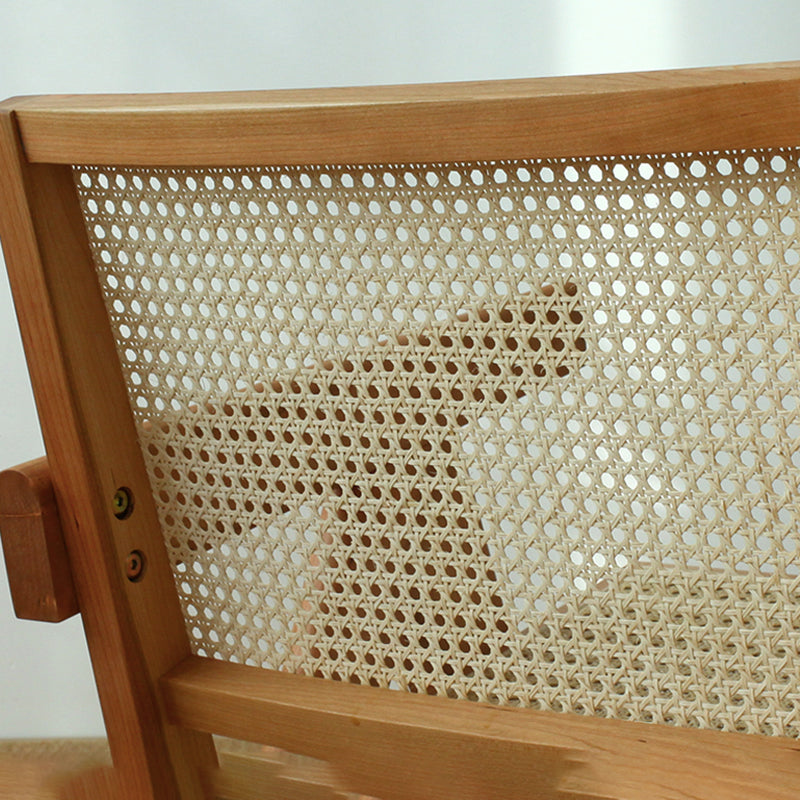 Woven Back Lounge Chair Basic Four Leg Solid Wood Chair with Cushion