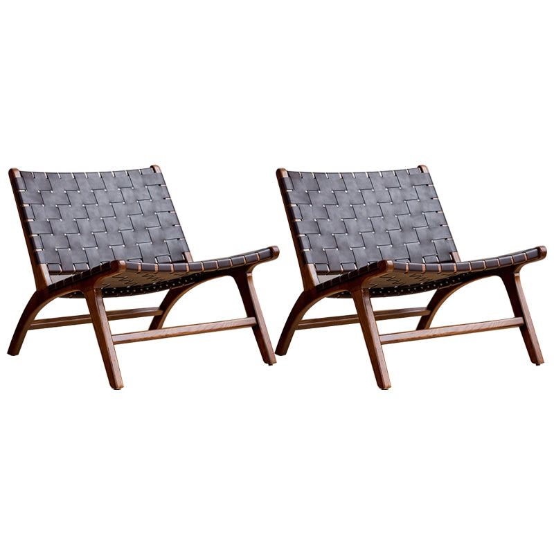 Woven Back Lounge Chair Basic Four Leg Solid Wood Chair for Living Room