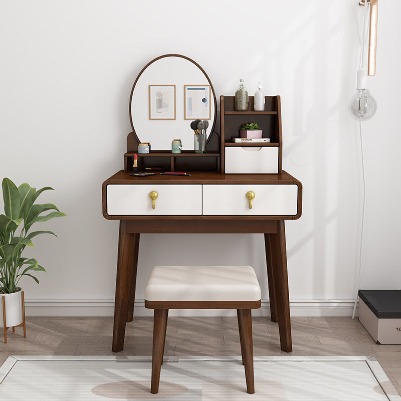 Traditional Vanity Dressing Table Set Solid Wood Vanity Makeup Table Set with Mirror