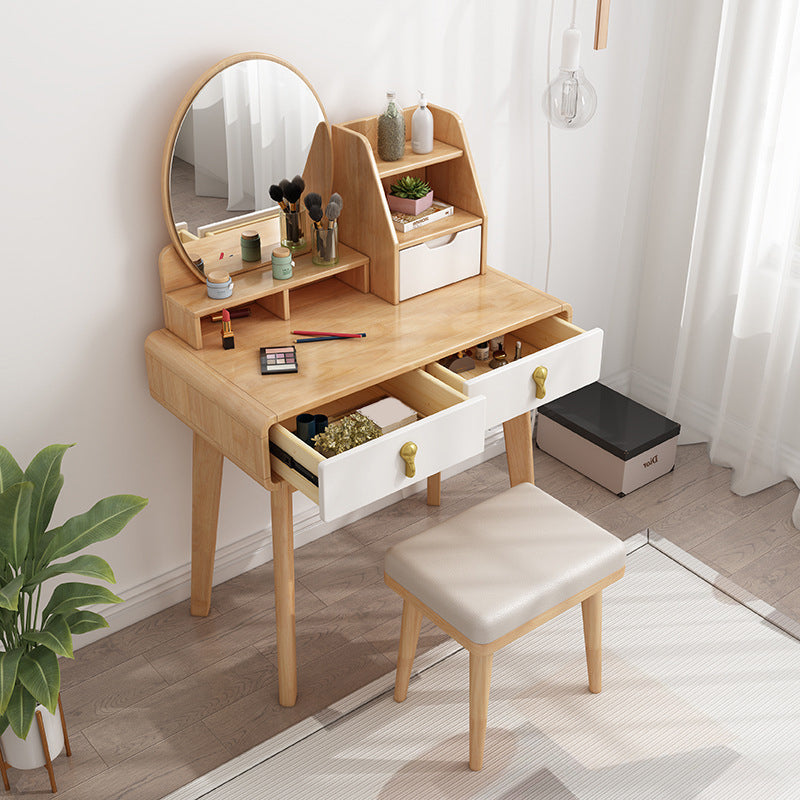 Traditional Vanity Dressing Table Set Solid Wood Vanity Makeup Table Set with Mirror