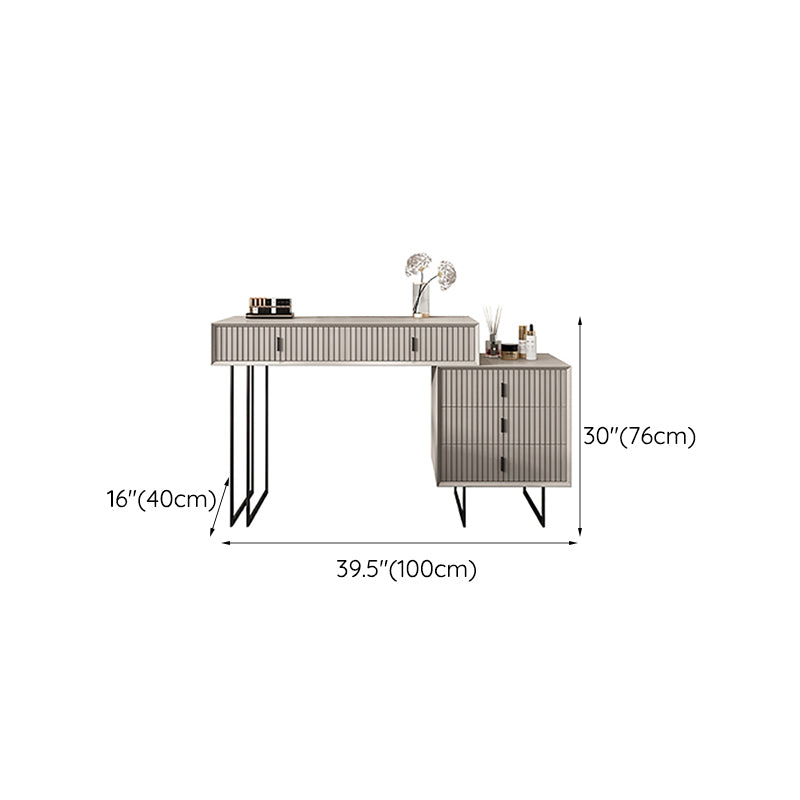 15.74" Wide Vanity Set with 5 Drawer Gray Wood Make-up Vanity