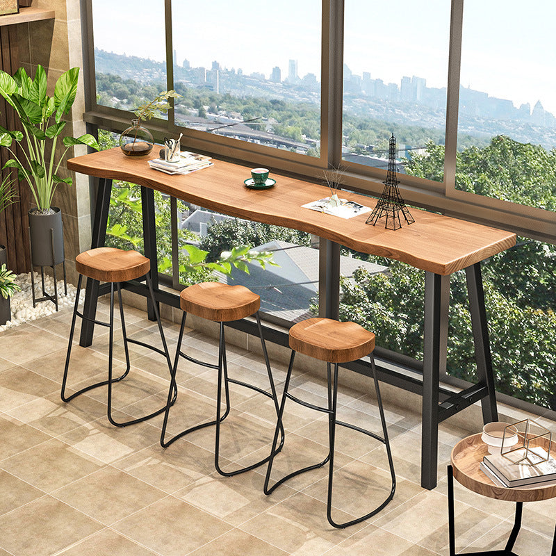 Modern Bar Table Set 1/2/4 Pcs Pine Solid Wood Bar Table and Backless Stools