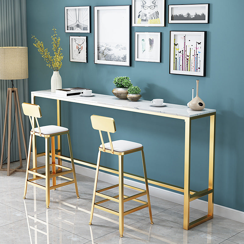 Glam 1/2/3 Pieces Bar Table Set Rectangle Bar Table with High Metal Stools