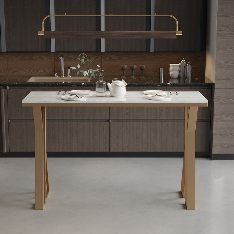 Glam Style 1/2/5 Pieces Bar Table Set Rectangle Bar Table with High Metal Stools