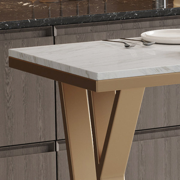 Glam Style 1/2/5 Pieces Bar Table Set Rectangle Bar Table with High Metal Stools