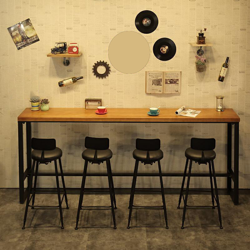 Industrial 1/5/9 Pieces Bar Table Set Rectangle Wood Counter Table with Stools for Cafe