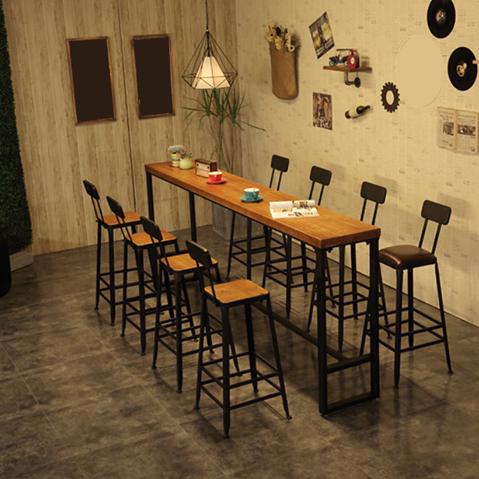 Industrial 1/5/9 Pieces Bar Table Set Rectangle Wood Counter Table with Stools for Cafe