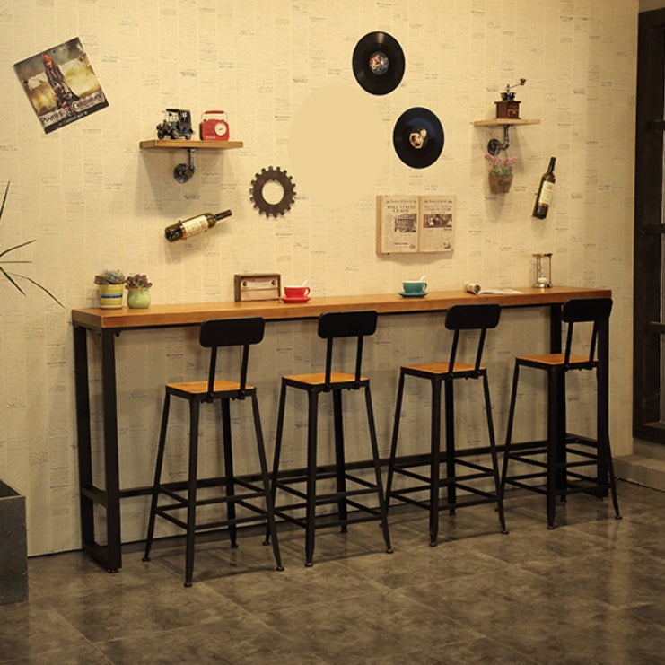 Industrial 1/5/9 Pieces Bar Table Set Rectangle Wood Counter Table with Stools for Cafe
