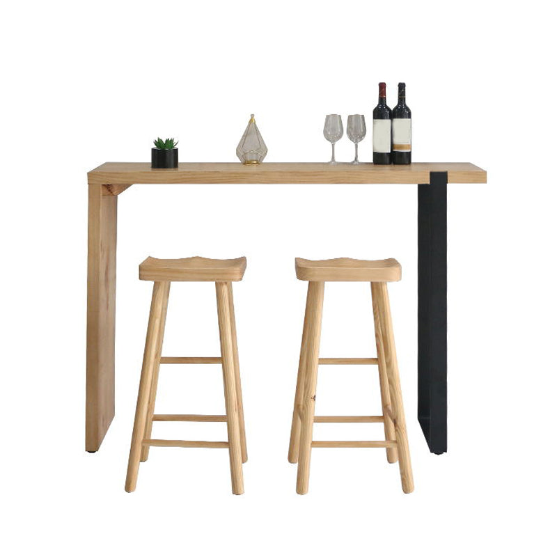 Industrial Bar Table Set 1/3 Pieces Rectangle Solid Wood Pub Dining Set