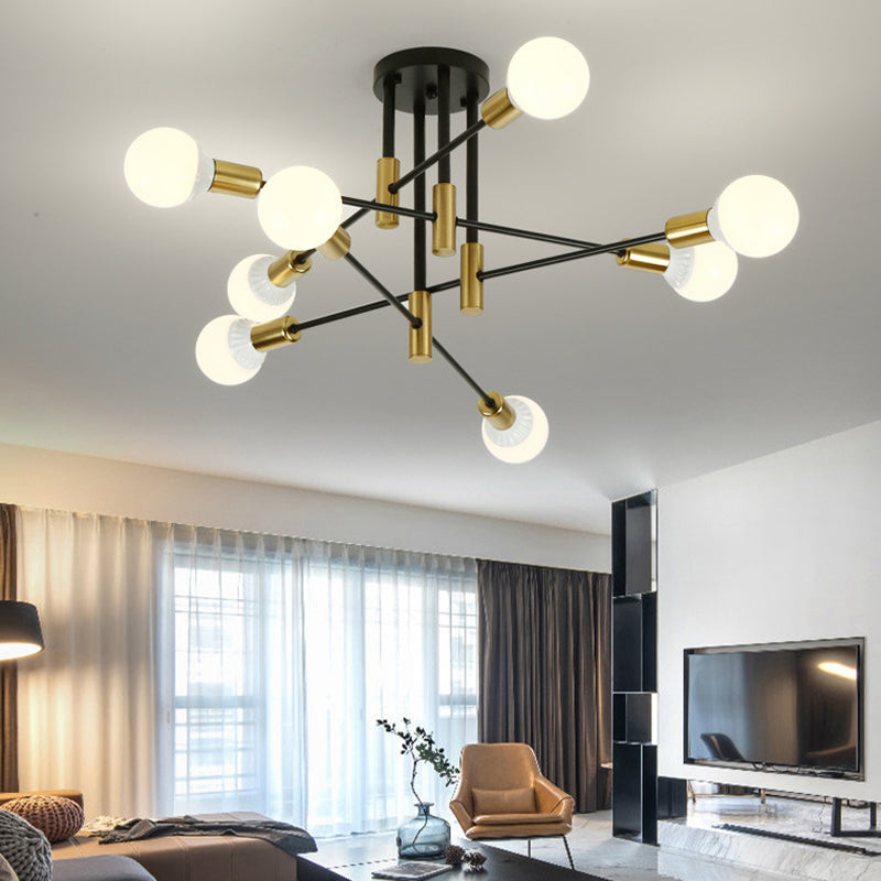 Sputnik Semi Flush Mount Industrial Metal Flush Ceiling Light Fixture