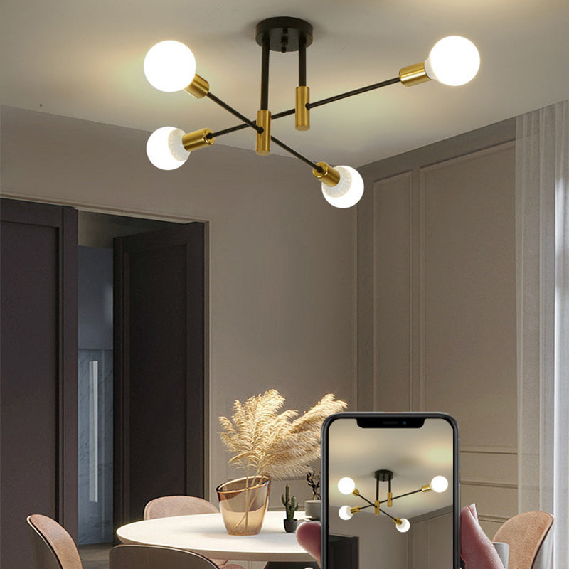 Sputnik Semi Flush Mount Industrial Metal Flush Ceiling Light Fixture