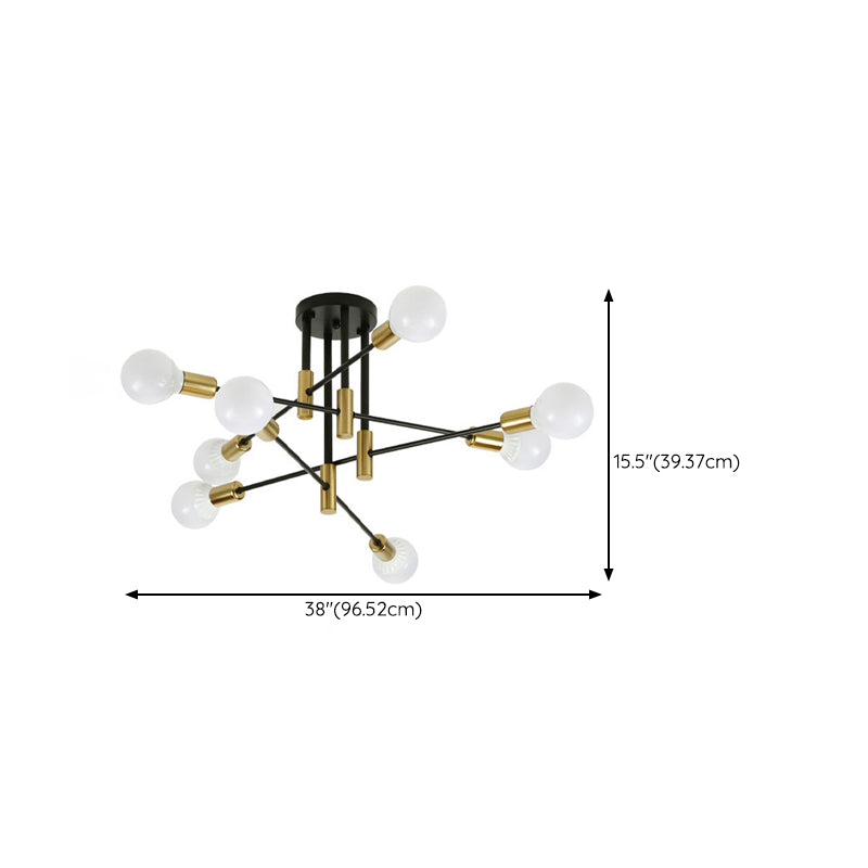 Sputnik Semi Flush Mount Industrial Metal Flush Ceiling Light Fixture