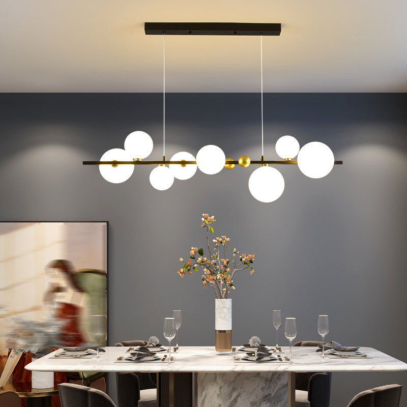 Glass Globe Island Pendant Modern 8-Lights Island Lighting for Dining Room