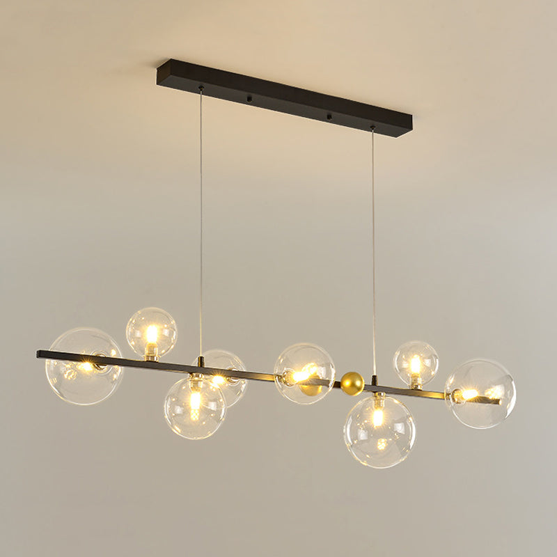 Glass Globe Island Pendant Modern 8-Lights Island Lighting for Dining Room
