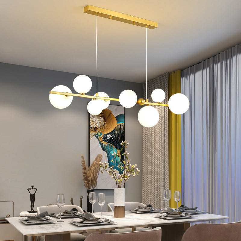 Glass Globe Island Pendant Modern 8-Lights Island Lighting for Dining Room