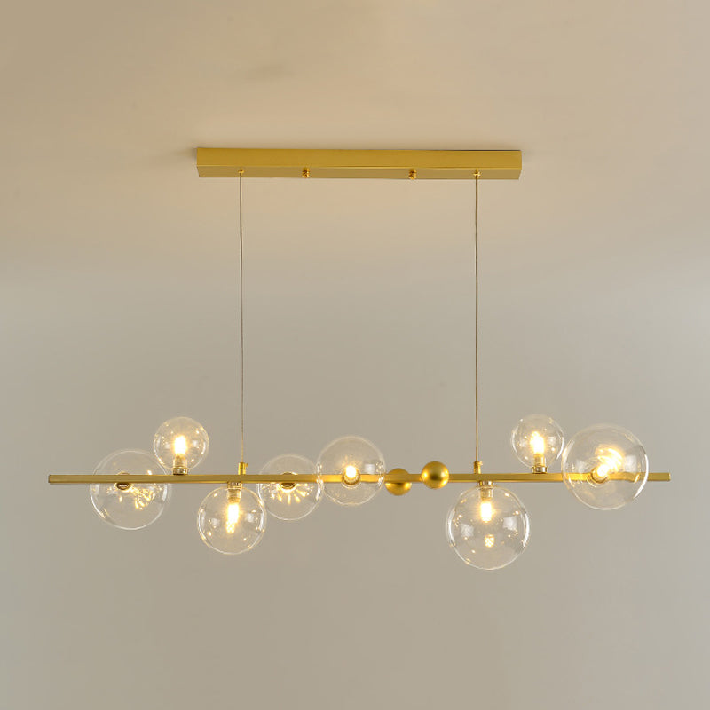 Glass Globe Island Pendant Modern 8-Lights Island Lighting for Dining Room